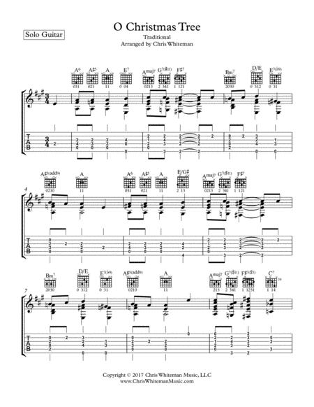 O Christmas Tree Jazz Guitar Chord Melody Sheet Music PDF Download - coolsheetmusic.com